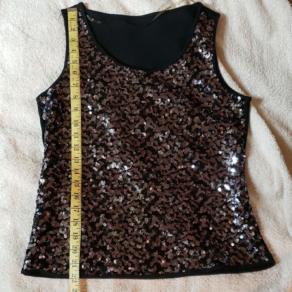 Peter Nygard Black Sequin Overlay Top - Picture 5 of 16